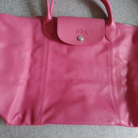 Longchamp LePliage Cuir Leather tote with zipper in pink - Picture 2 of 2